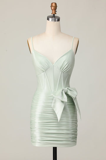 Sage Bodycon Corset Homecoming Dress with Bow